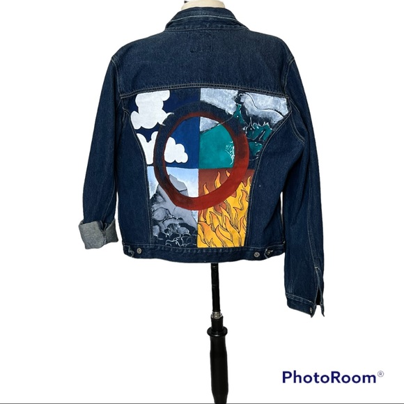 Painted Denim Jacket Size 12/14 - Picture 5 of 5